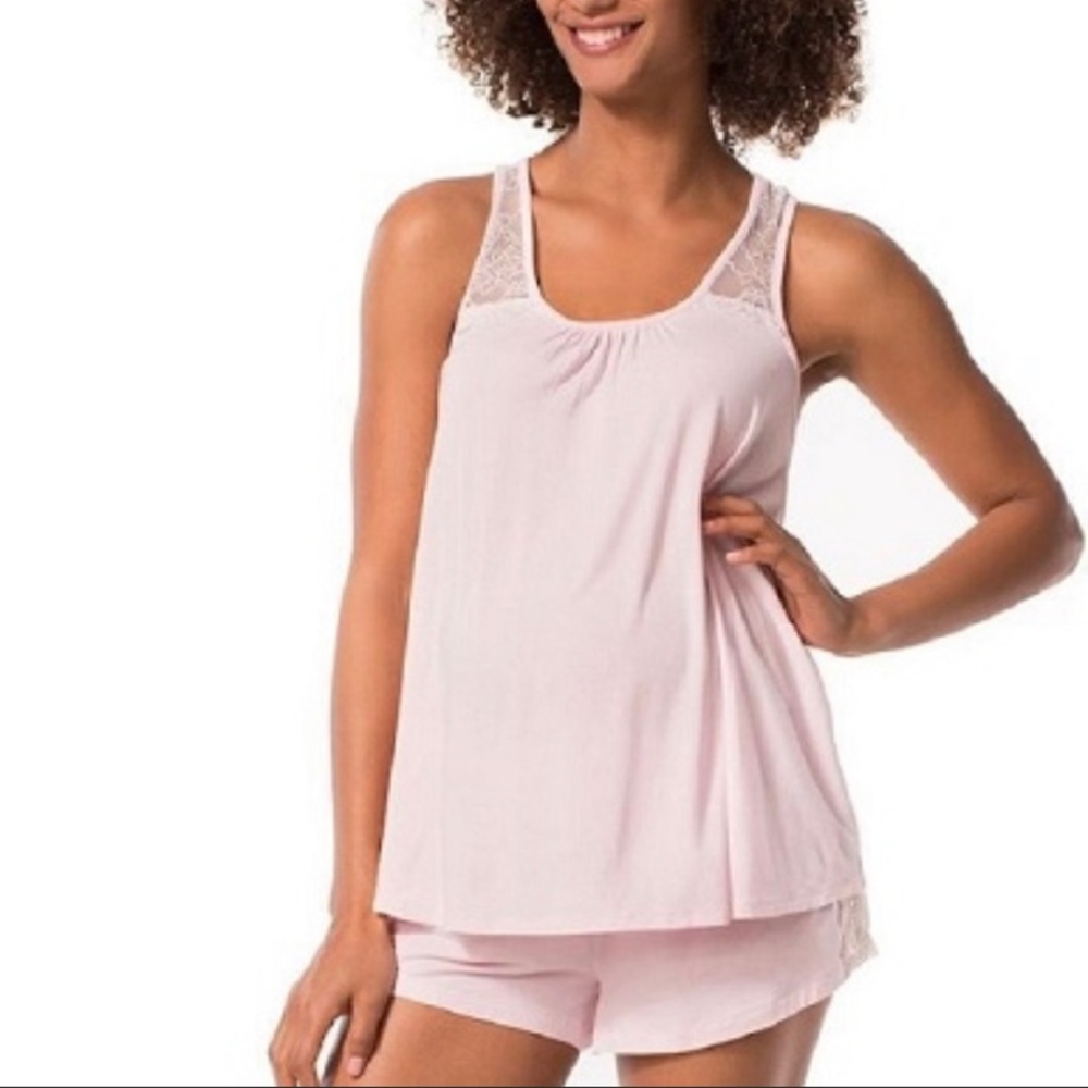 XS Pink Maternity PJs Racerback Tank and Shorts